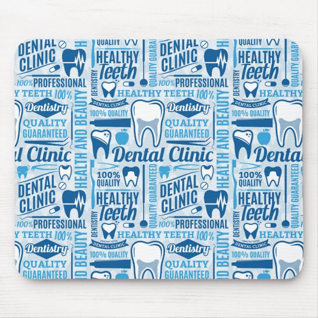 Tapis De Souris Motif dentaire bleu de clinique (Devant)