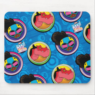 Tapis De Souris Motif des cercles de Dinosaure de la lune et de Di