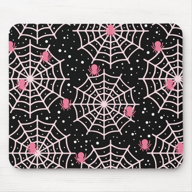 Tapis De Souris Motif des toiles d'Halloween et araignées (Devant)