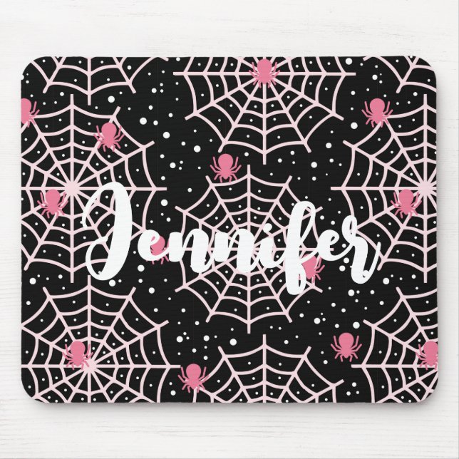 Tapis De Souris Motif des toiles d'Halloween et araignées (Devant)