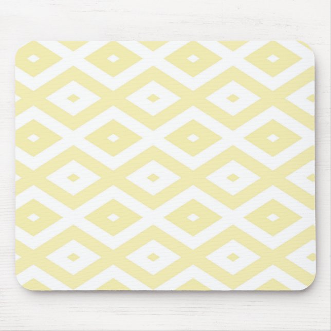 Tapis De Souris Motif diamant jaune pâle et blanc (Devant)
