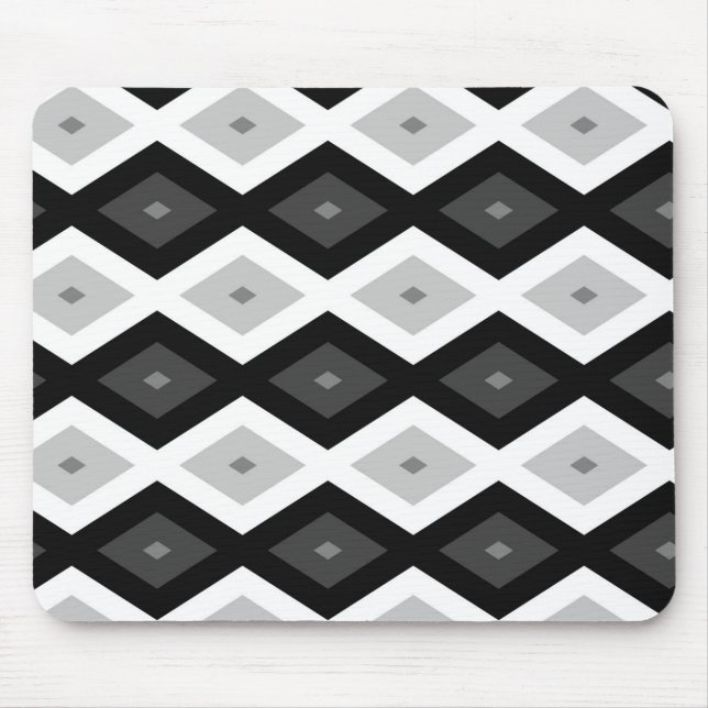 Tapis De Souris Motif diamant noir, blanc et gris (Devant)