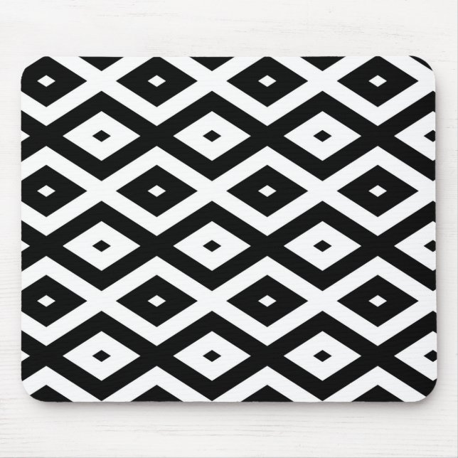 Tapis De Souris Motif diamant noir et blanc (Devant)