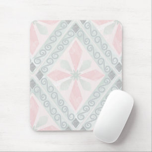 Tapis De Souris Motif diamant pastel vert et rose