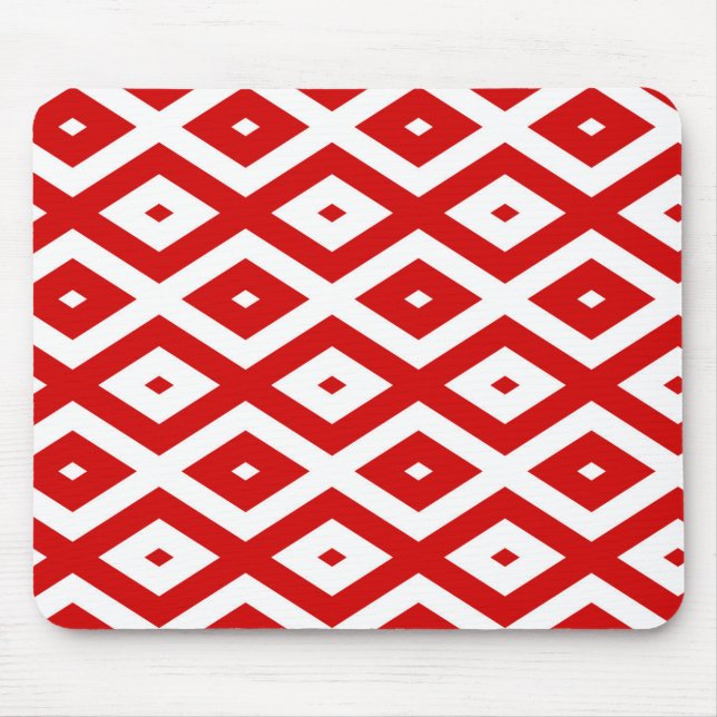 Tapis De Souris Motif diamant rouge et blanc (Devant)