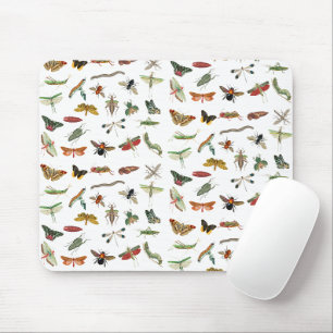 Tapis De Souris Motif d'illustration coloré d'insectes Vintages