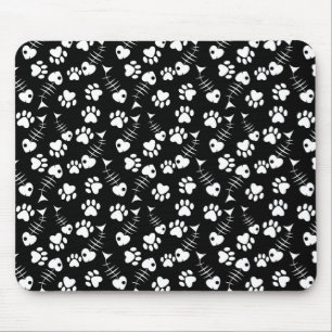 Tapis De Souris motif d'impression de chat d'os de poissons