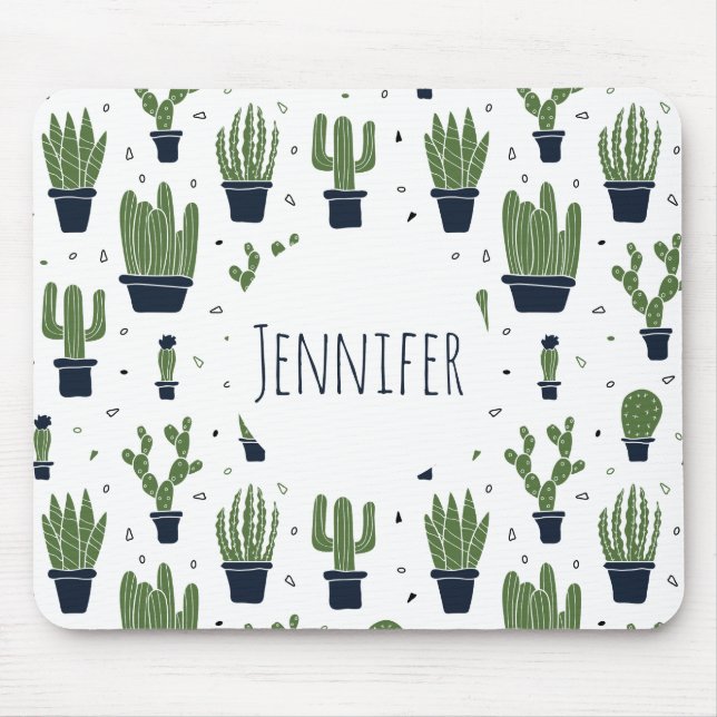 Tapis De Souris Motif du désert de cactus foncé rustique (Devant)