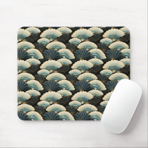 Tapis De Souris Motif du ventilateur d'inspiration japonaise Turqu
