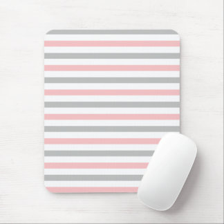 Tapis De Souris Motif élégant Pastel rose et gris rayures