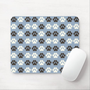 Tapis De Souris Motif Empreinte de Patte Argent Bleu