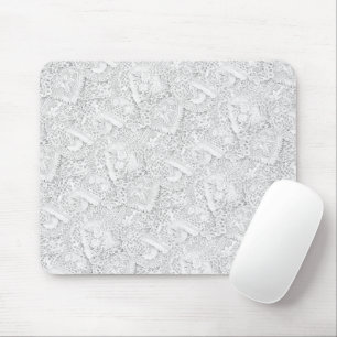 Tapis De Souris Motif en dentelle blanche argentée