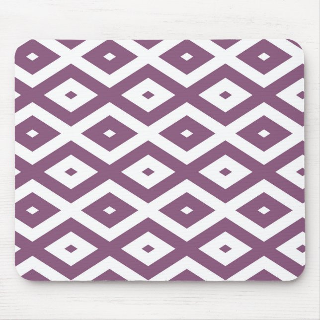 Tapis De Souris Motif en diamant blanc et mauve (Devant)
