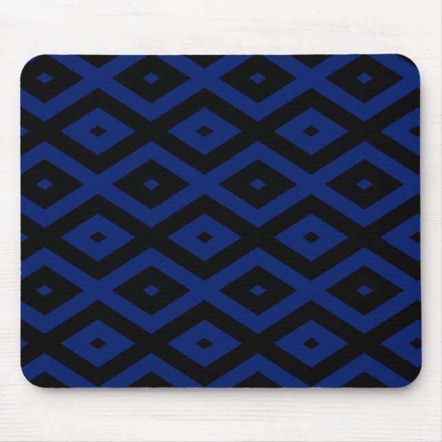 Tapis De Souris Motif en diamant bleu et noir (Devant)