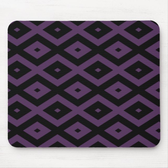 Tapis De Souris Motif en diamant noir et violet foncé (Devant)