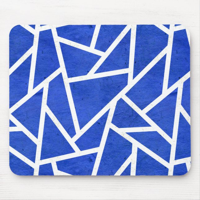 Tapis De Souris Motif en mosaïque bleue et blanche (Devant)