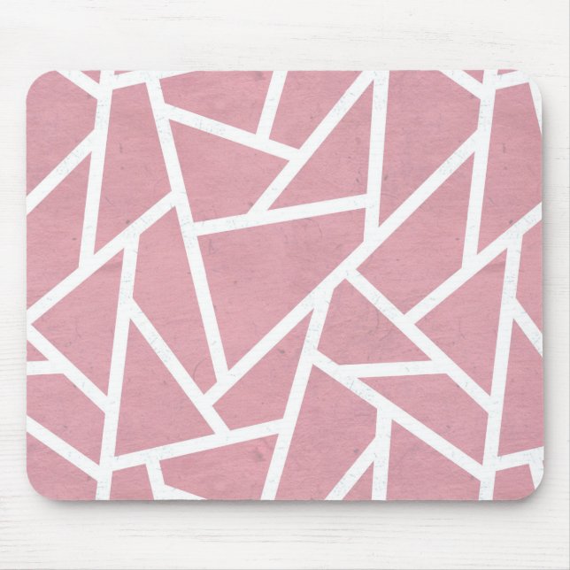 Tapis De Souris Motif en mosaïque corail et blanc (Devant)