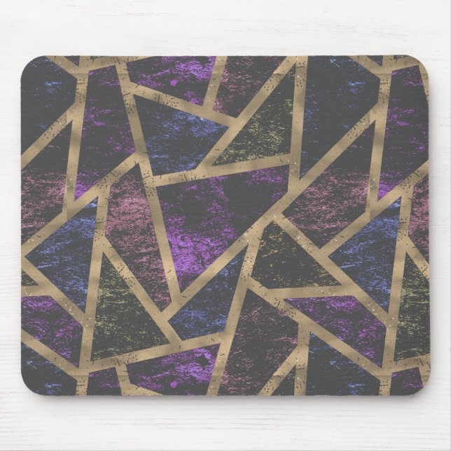 Tapis De Souris Motif en mosaïque violet et or (Devant)