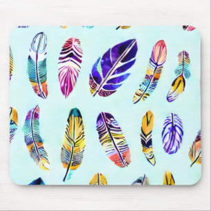 Tapis De Souris Motif en plumes colorées