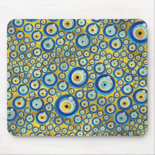 Tapis De Souris Motif en verre bleu grec d'amulette d'oeil mauvais