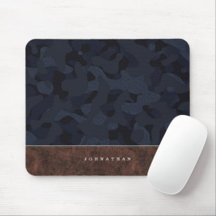 Tapis De Souris Motif et cuir du camouflage bleu de la Dark Navy