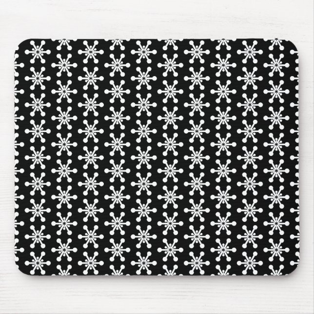Tapis De Souris Motif étoile - Blanc sur noir (Devant)