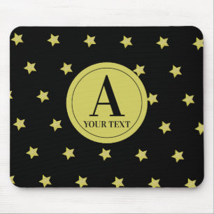 Tapis De Souris Motif étoile monogramme or et noir élégant