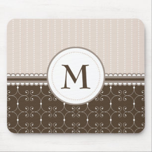 Tapis De Souris Motif fait sur commande de monogramme de brun