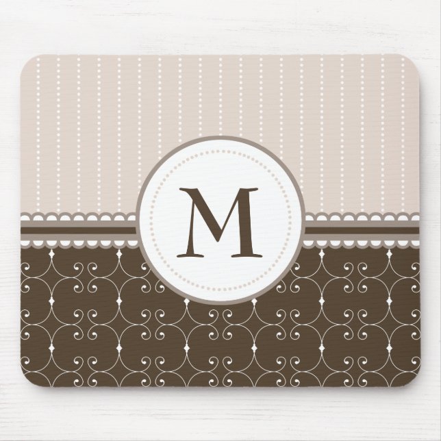Tapis De Souris Motif fait sur commande de monogramme de brun (Devant)
