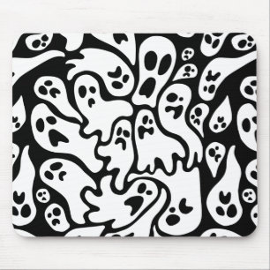 Tapis De Souris Motif fantôme noir et blanc