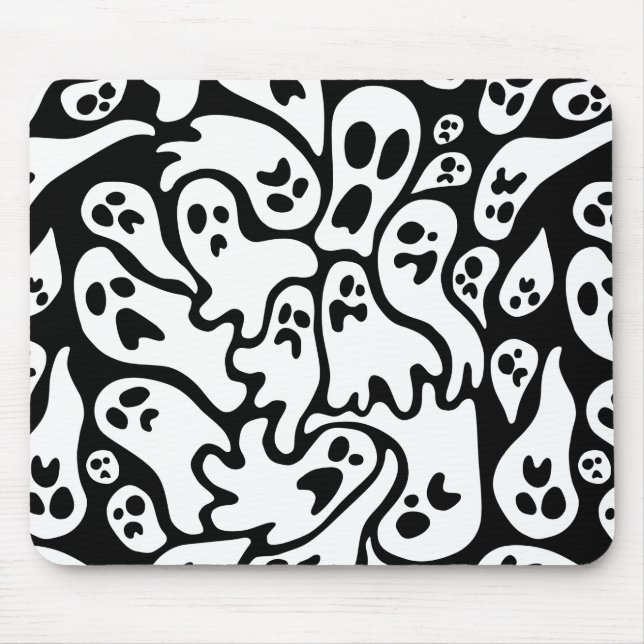 Tapis De Souris Motif fantôme noir et blanc (Devant)