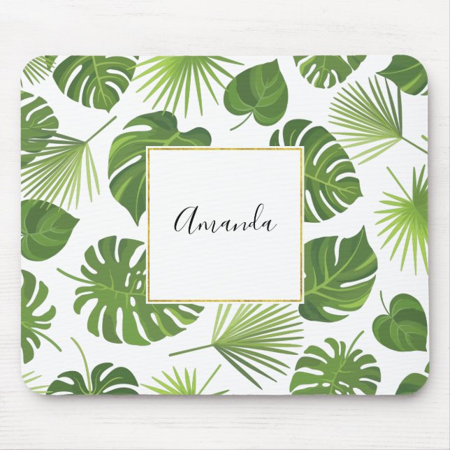 Tapis De Souris Motif Feuille élégant Green Tropical (Devant)