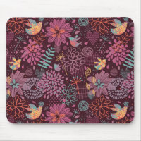 Motif floral abstrait avec des oiseaux