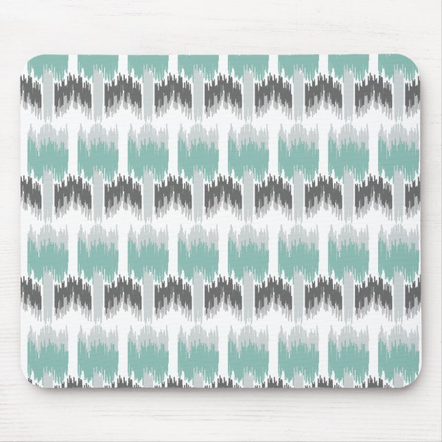 Tapis De Souris Motif floral abstrait moderne d'Ikat d'Aqua en bon (Devant)