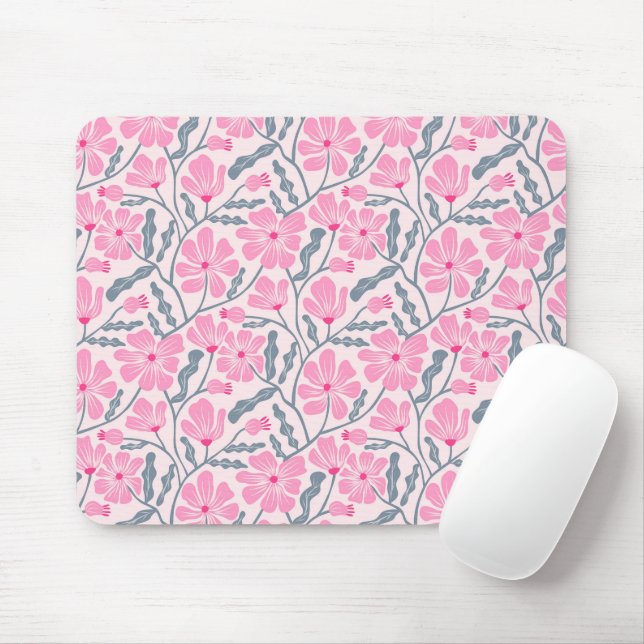 Tapis De Souris Motif floral Boho rose (Avec souris)
