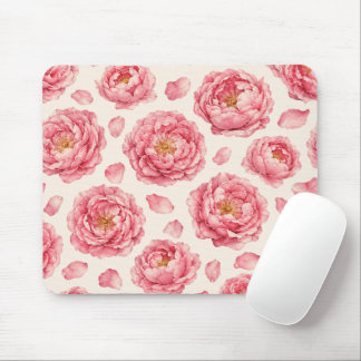 Tapis De Souris Motif floral de pivoine rose
