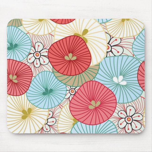 Tapis De Souris Motif floral occupé coloré abstrait joli (Devant)
