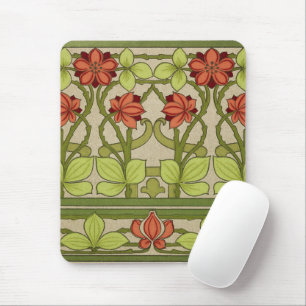 Tapis De Souris Motif floral vert sauge Art nouveau vintage