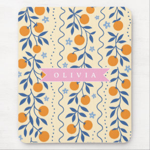 Tapis De Souris Motif folklorique personnalisé de citrus rétro mig