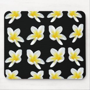 Tapis De Souris Motif Frangipani Jaune Et Noir,