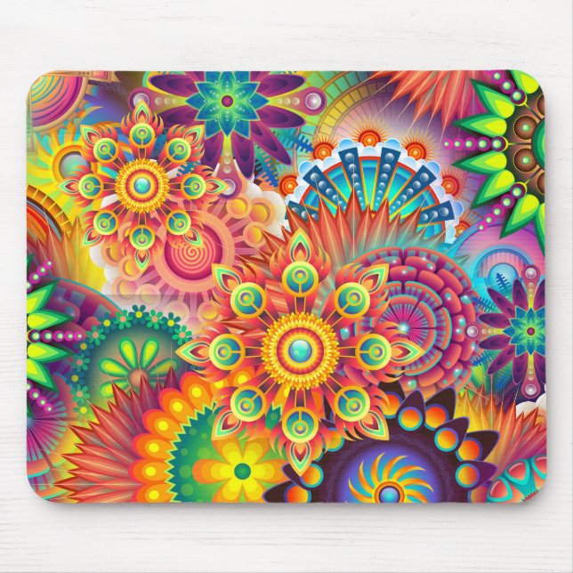 Tapis De Souris Motif funky rétro Abstrait Bohème (Devant)