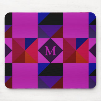Tapis De Souris Motif géométrique abstrait magenta Monogramme