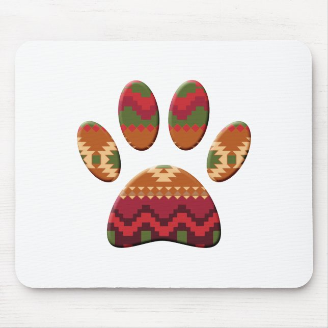 Tapis De Souris Motif géométrique Aztec Empreinte de patte Art Dog (Devant)