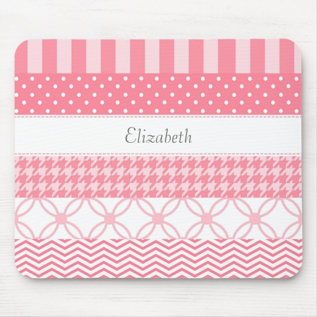 Tapis De Souris Motif géométrique de bande Washi rose Girl avec no (Devant)