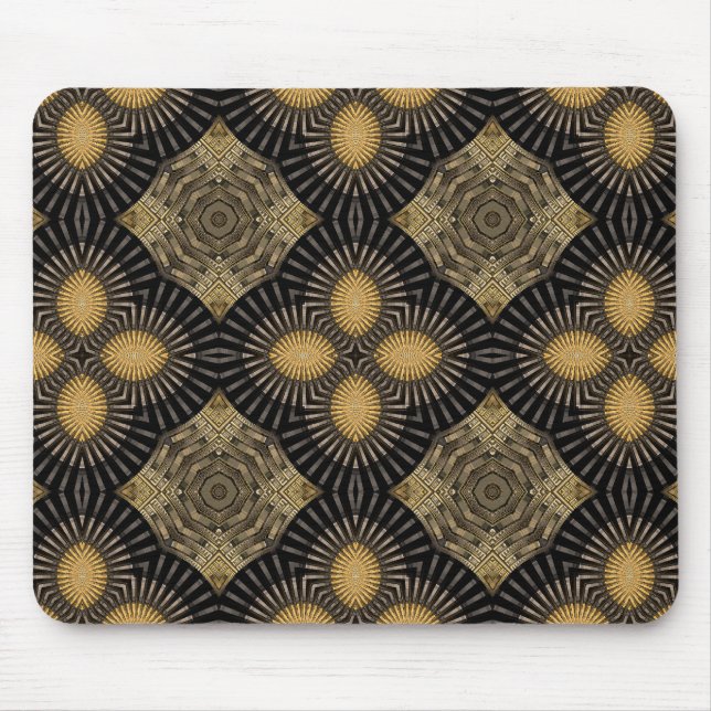 Tapis De Souris Motif géométrique en noir et or (Devant)