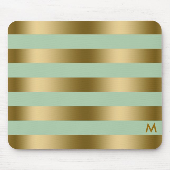 Tapis De Souris Motif géométrique Gold & Mint-Green (Devant)