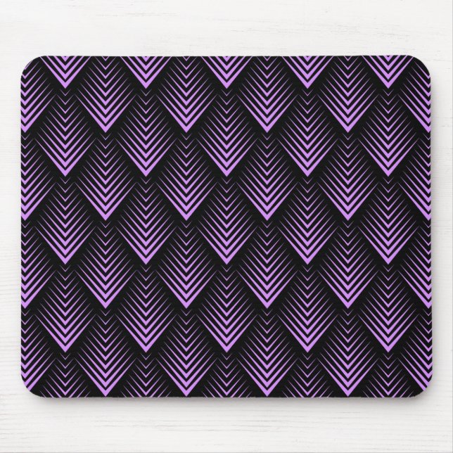 Tapis De Souris Motif géométrique Lavande et noir art déco (Devant)
