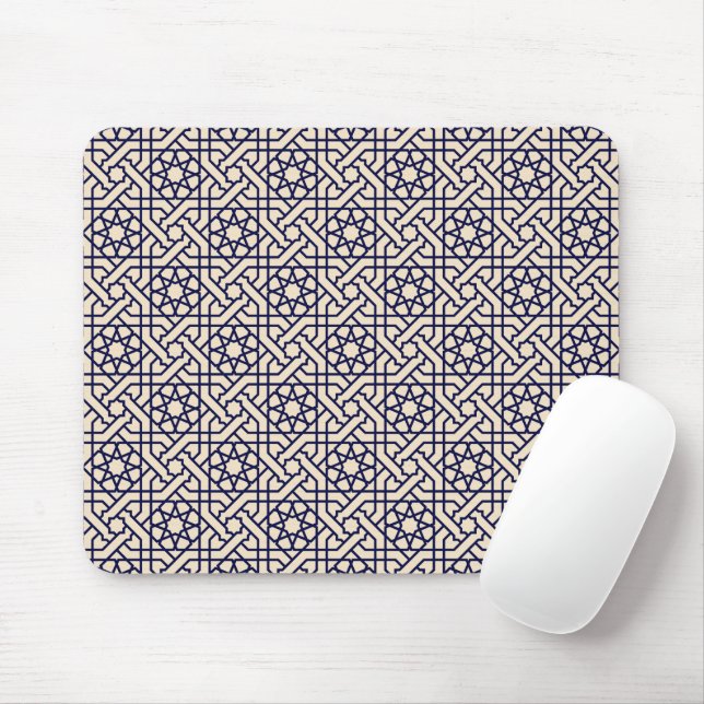Tapis De Souris Motif géométrique marocain bleu islamique (Avec souris)