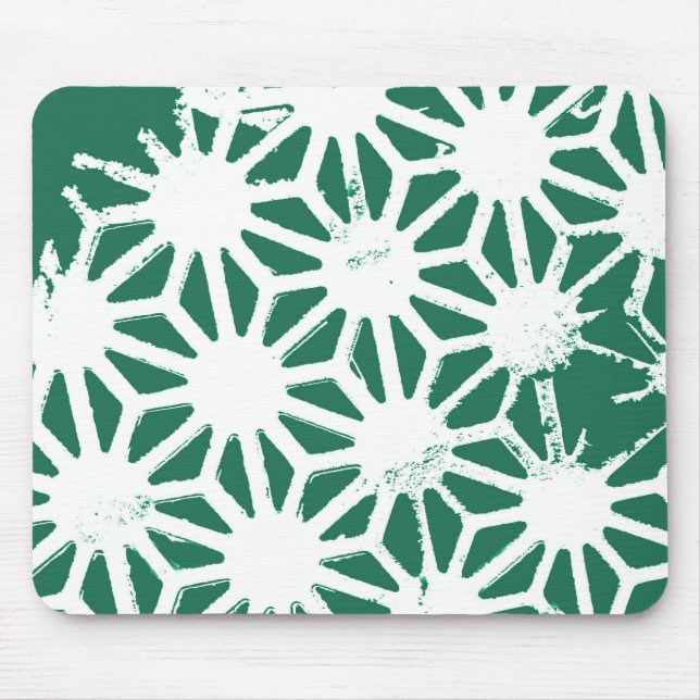 Tapis De Souris Motif géométrique vert et blanc (Devant)