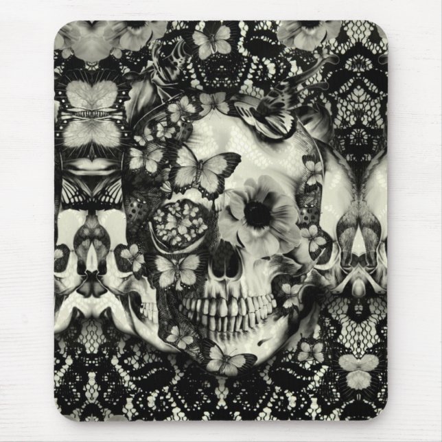 Tapis De Souris Motif gothique victorien de crâne de dentelle (Devant)
